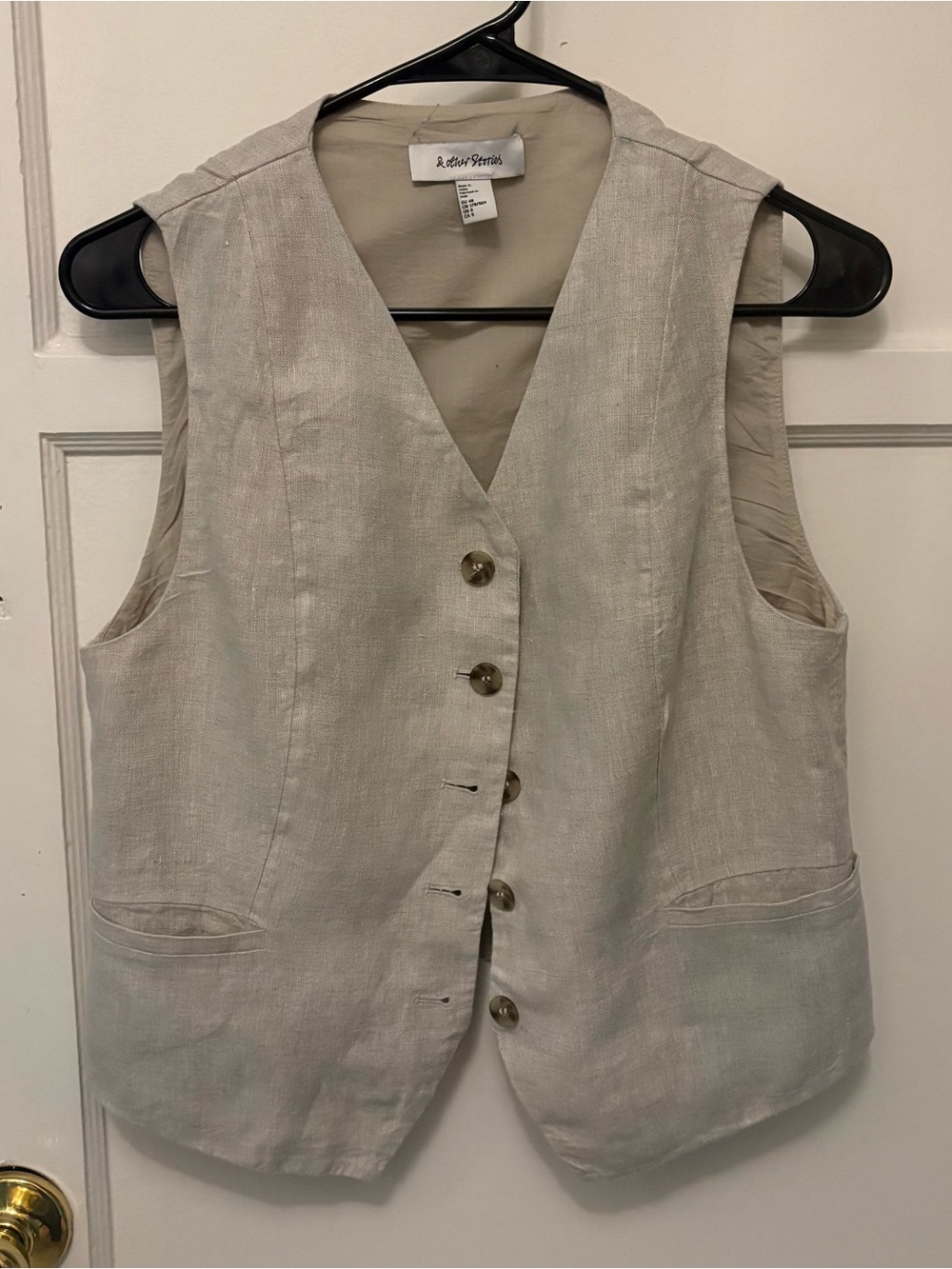 & Other Stories Natural Linen Button-Front Vest